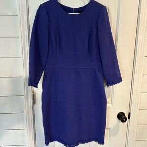 J. Crew Royal Blue Long Sleeve Tweed Sheath Dress